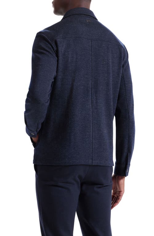 Bugatchi Slub Knit Wool & Cotton Button-up Shirt Jacket In Blue