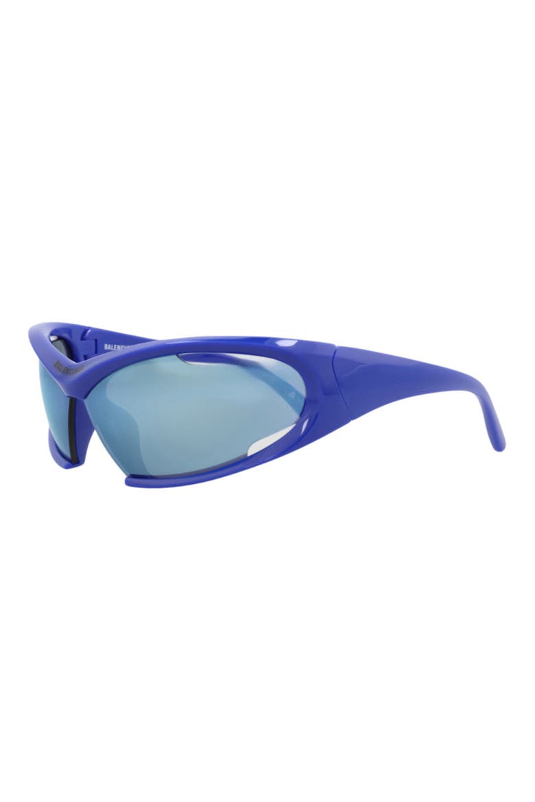78mm Geometric Sunglasses, Alternate, color, BLUE BLUE BLUE