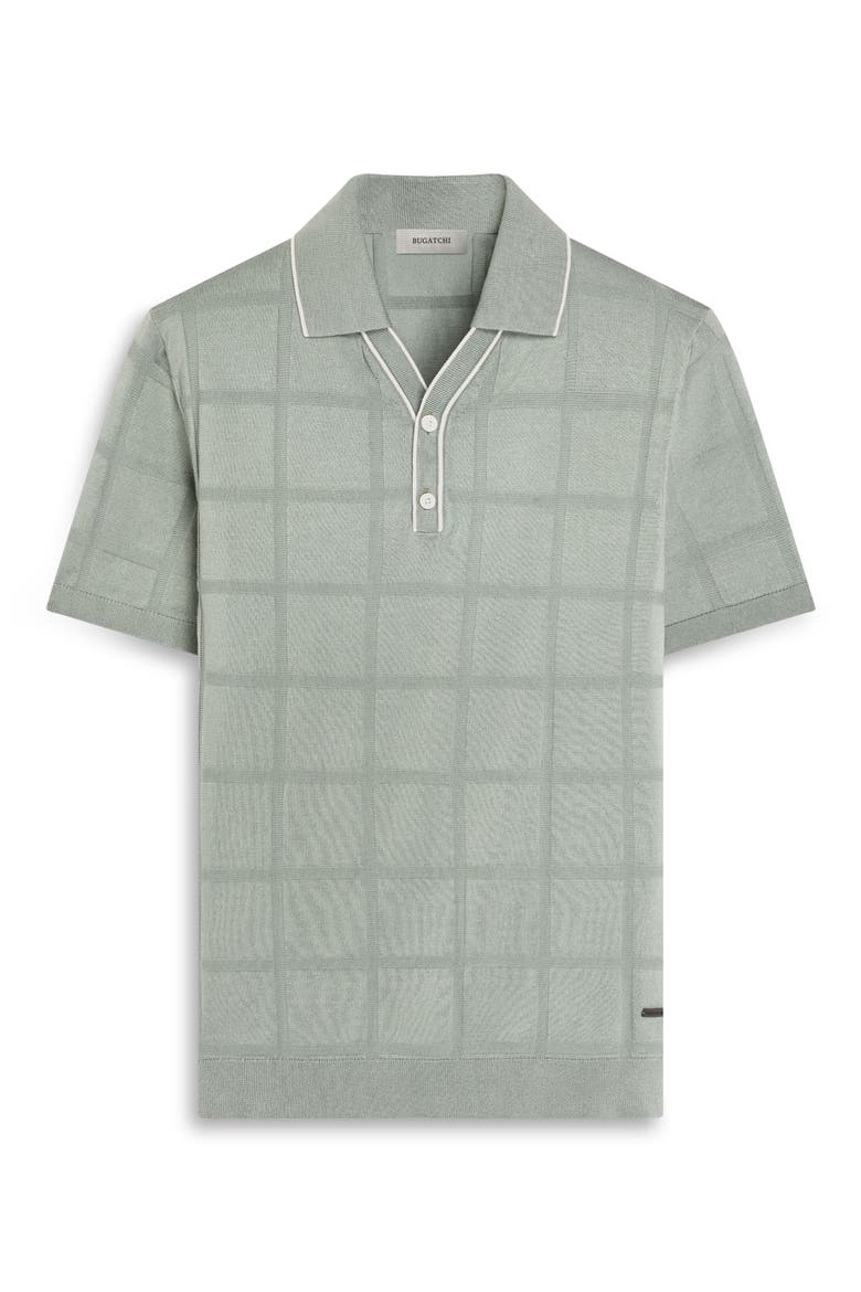 Grid Short Sleeve Cotton & Modal Sweater, Alternate, color, AVOCADO