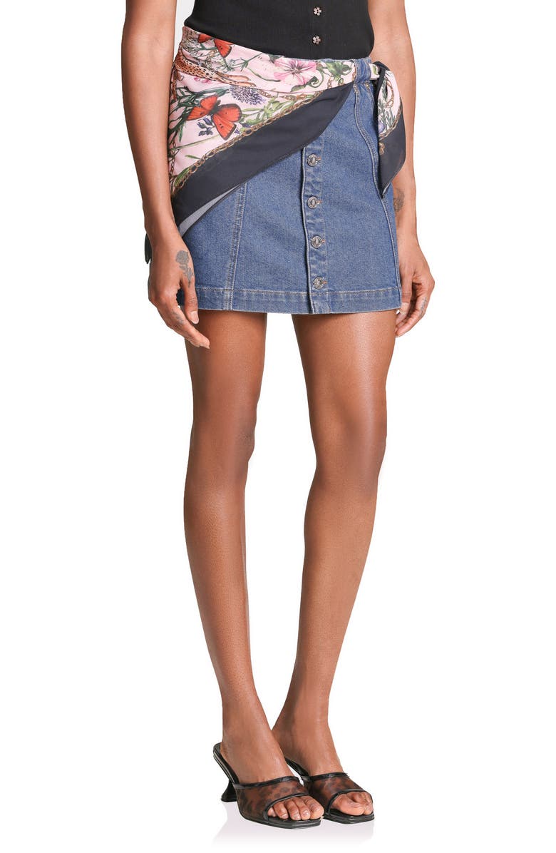 Avec Les Filles Side Panel Denim Skirt, Alternate, color, Viceroy Wash