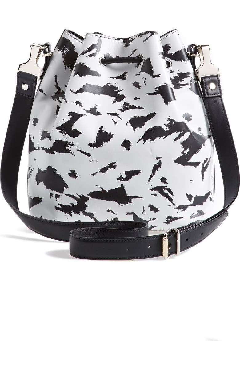 Proenza Schouler 'Medium' Feather Print Leather Bucket Bag, Alternate, color,
