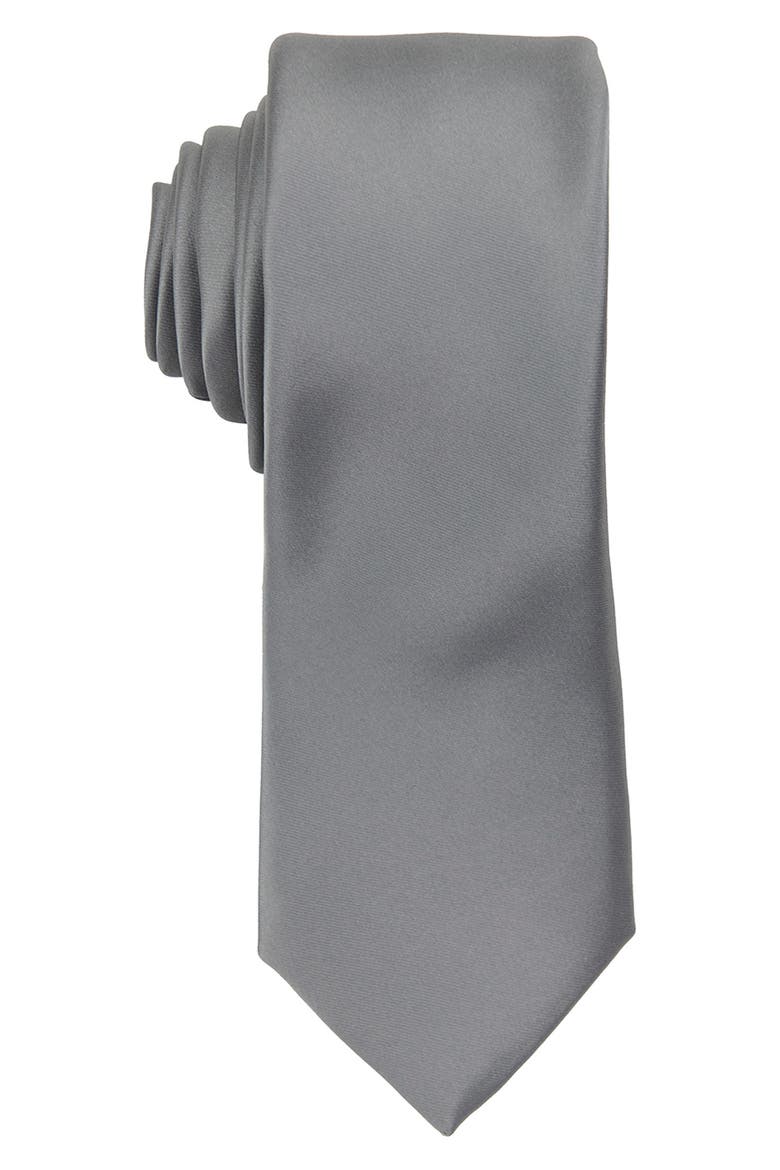 Men's Solid Satin Tie, Main, color, SLATE