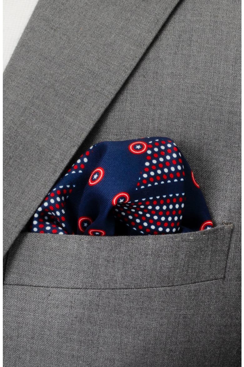 Marvel™ Captain America Silk Pocket Square, Alternate, color, NAVY
