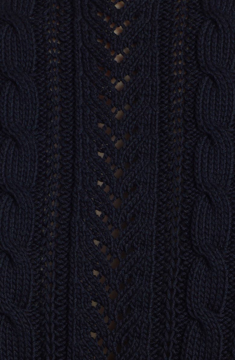 Thom Browne Cable & Pointelle Knit Crewneck Sweater, Alternate, color, 