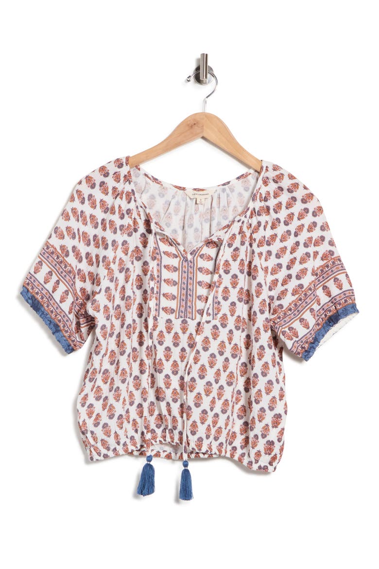 Cotton Bubble Top, Alternate, color, CREAM MULTI