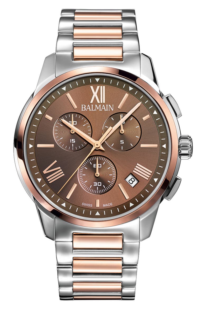 Madrigal Bracelet Chronograph Watch, 42mm, Main, color, STAINLESS STEEL/ ROSE GOLD