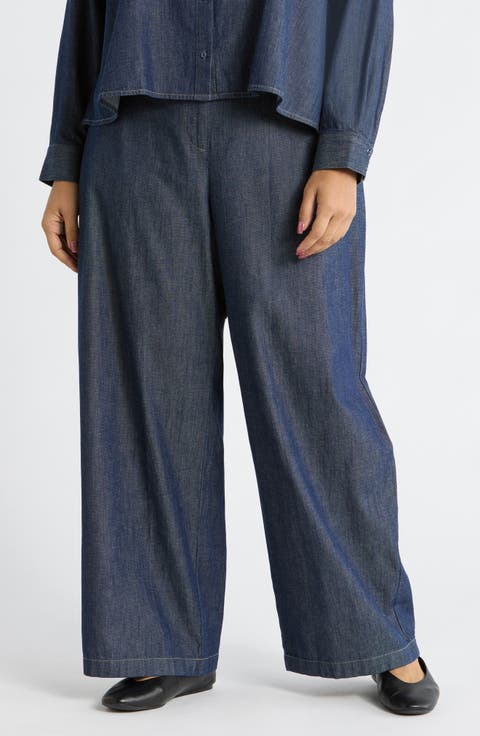 High Waist Organic Cotton Wide Leg Pants