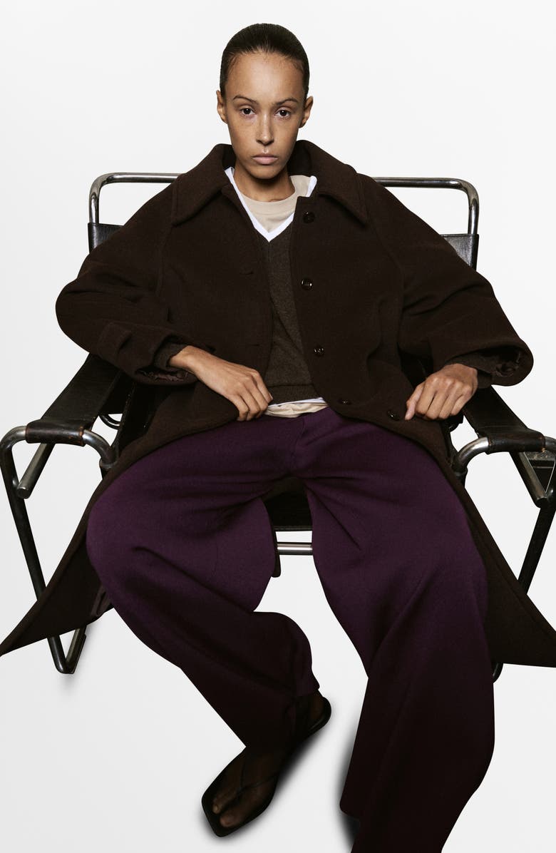 MANGO Contrast Stripe Knit Pants, Alternate, color, Wine