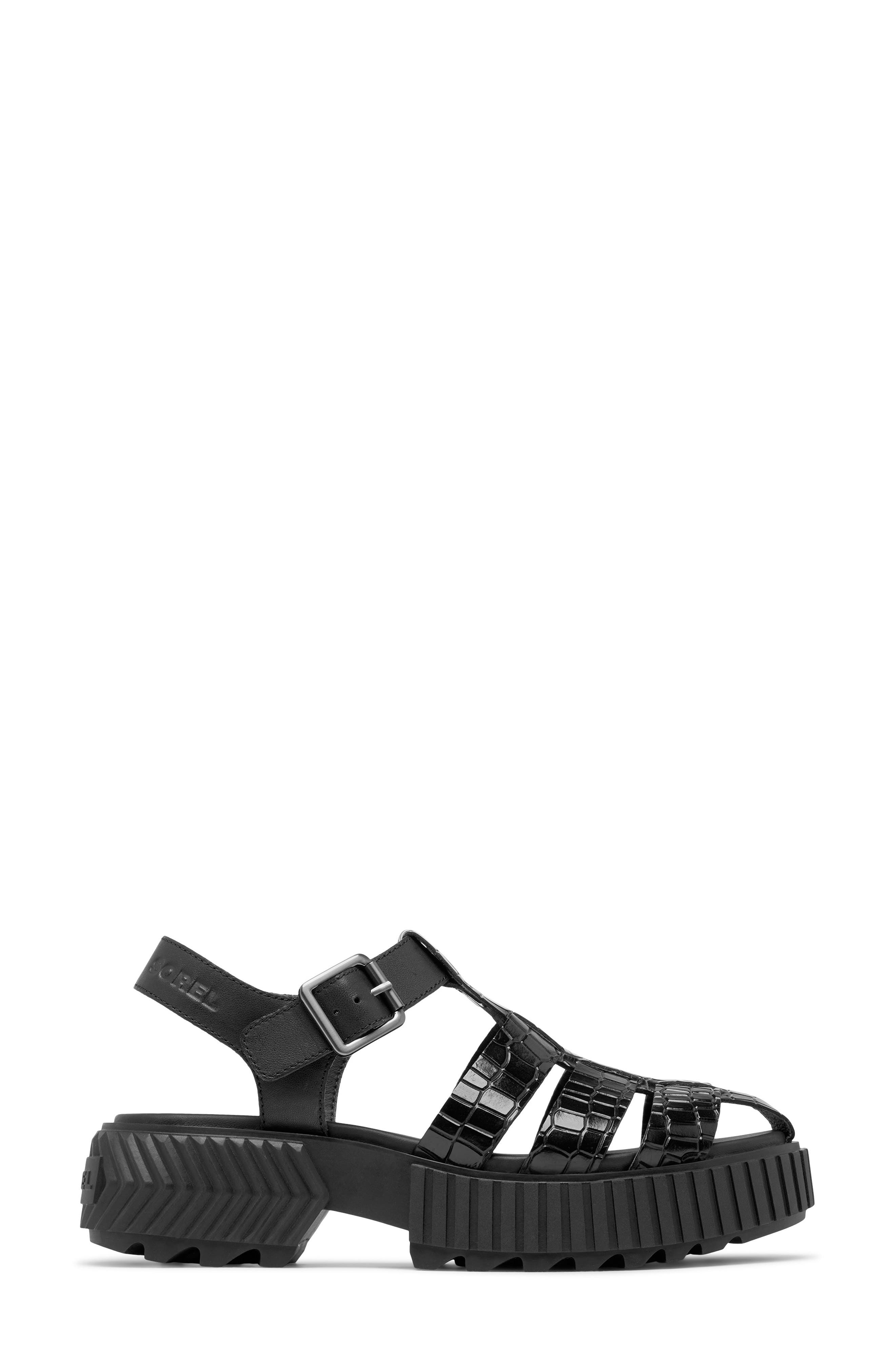 SOREL Ona Streetworks Platform Fisherman Sandal, Alternate, color, Black/ Sea Salt