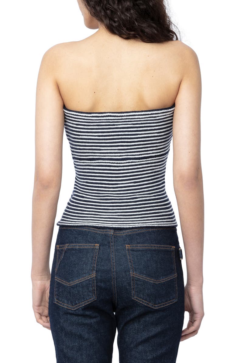 Zadig & Voltaire Twista Stripe Strapless Wool Blend Sweater, Alternate, color,