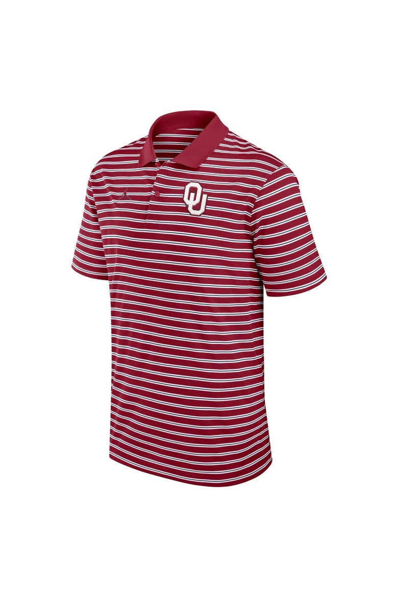 Men's Jordan Brand Crimson/White Oklahoma Sooners Primetime Victory Striped Performance Polo, Alternate, color, Crimson