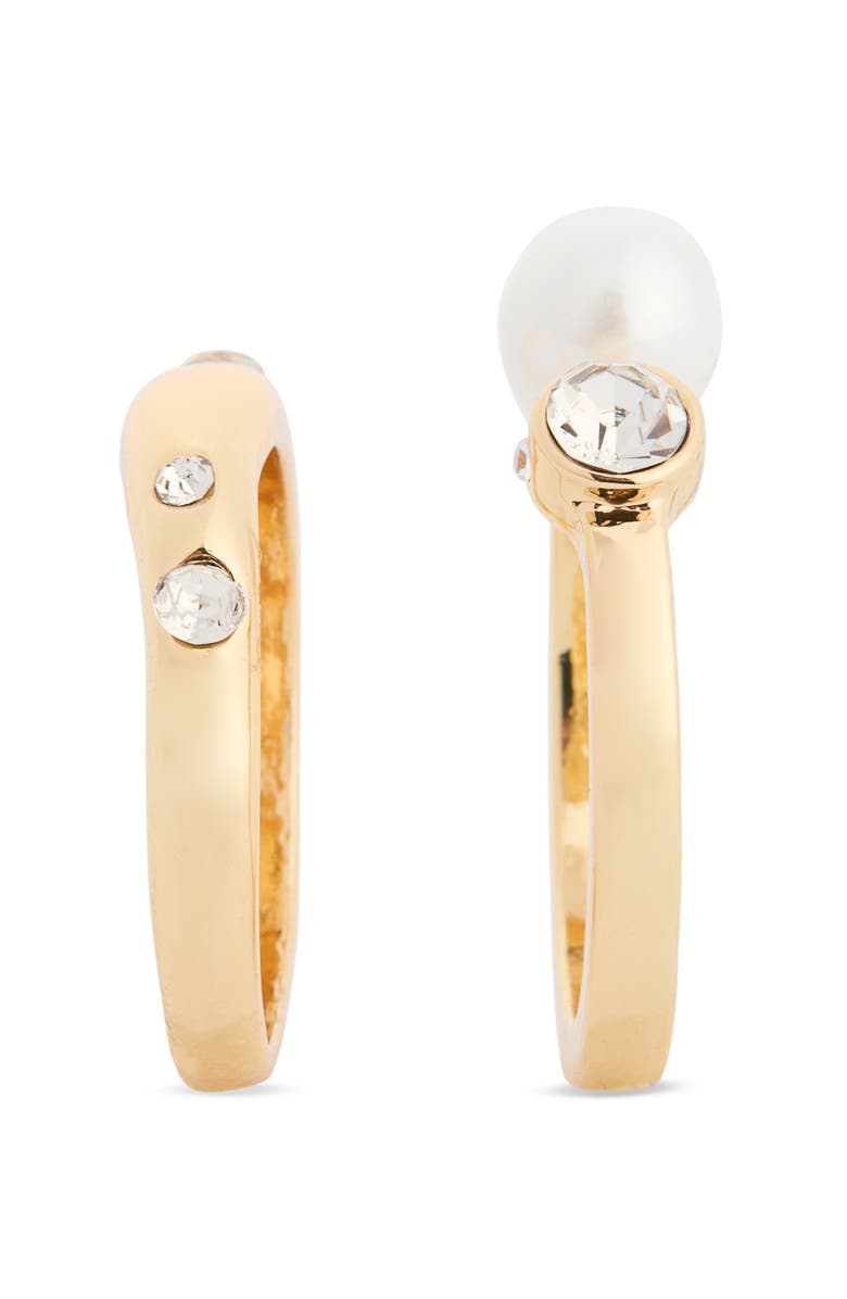 NORDSTROM RACK Set of 2 Faux Pearl & CZ Ring, Alternate, color,