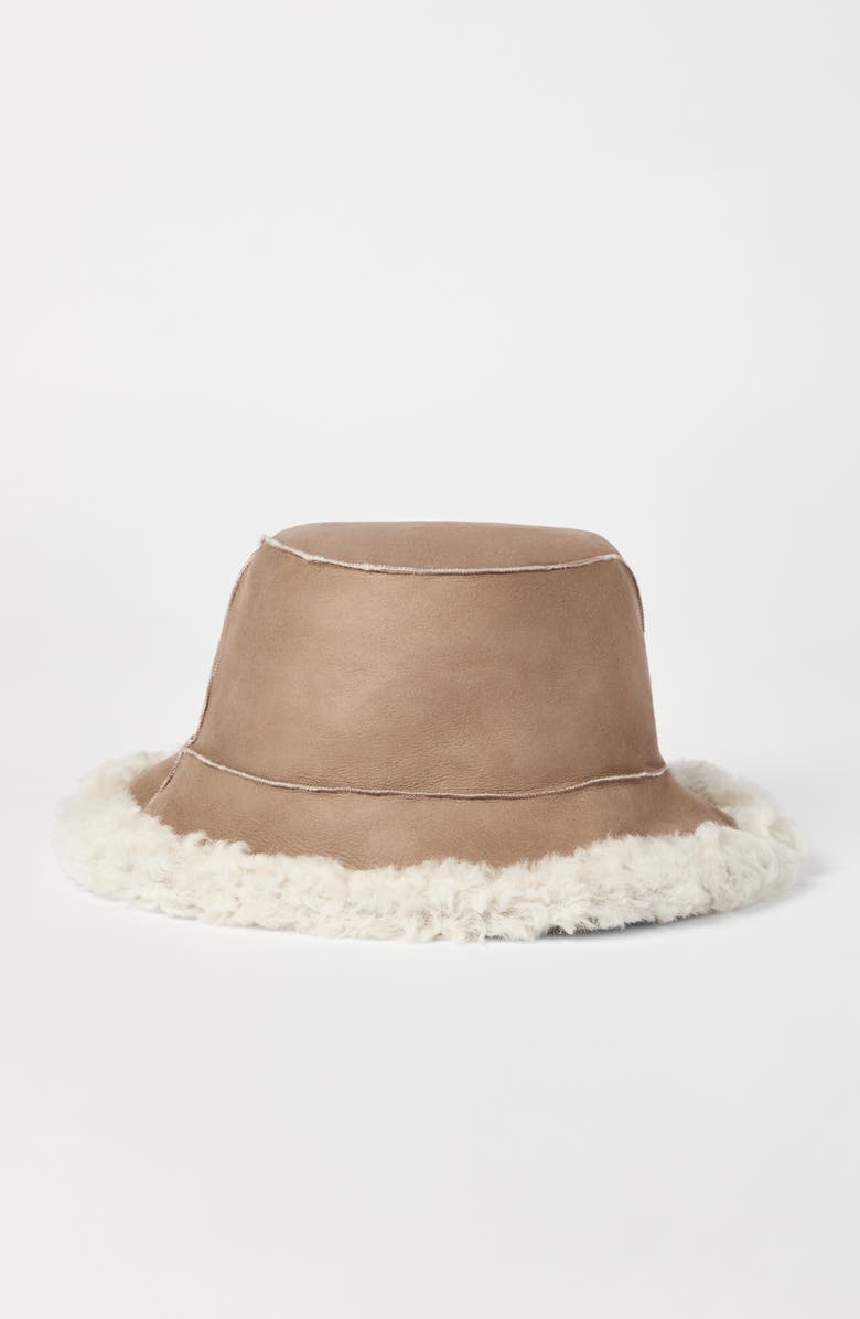 Brunello Cucinelli Shearling bucket hat, Alternate, color, Hazelnut