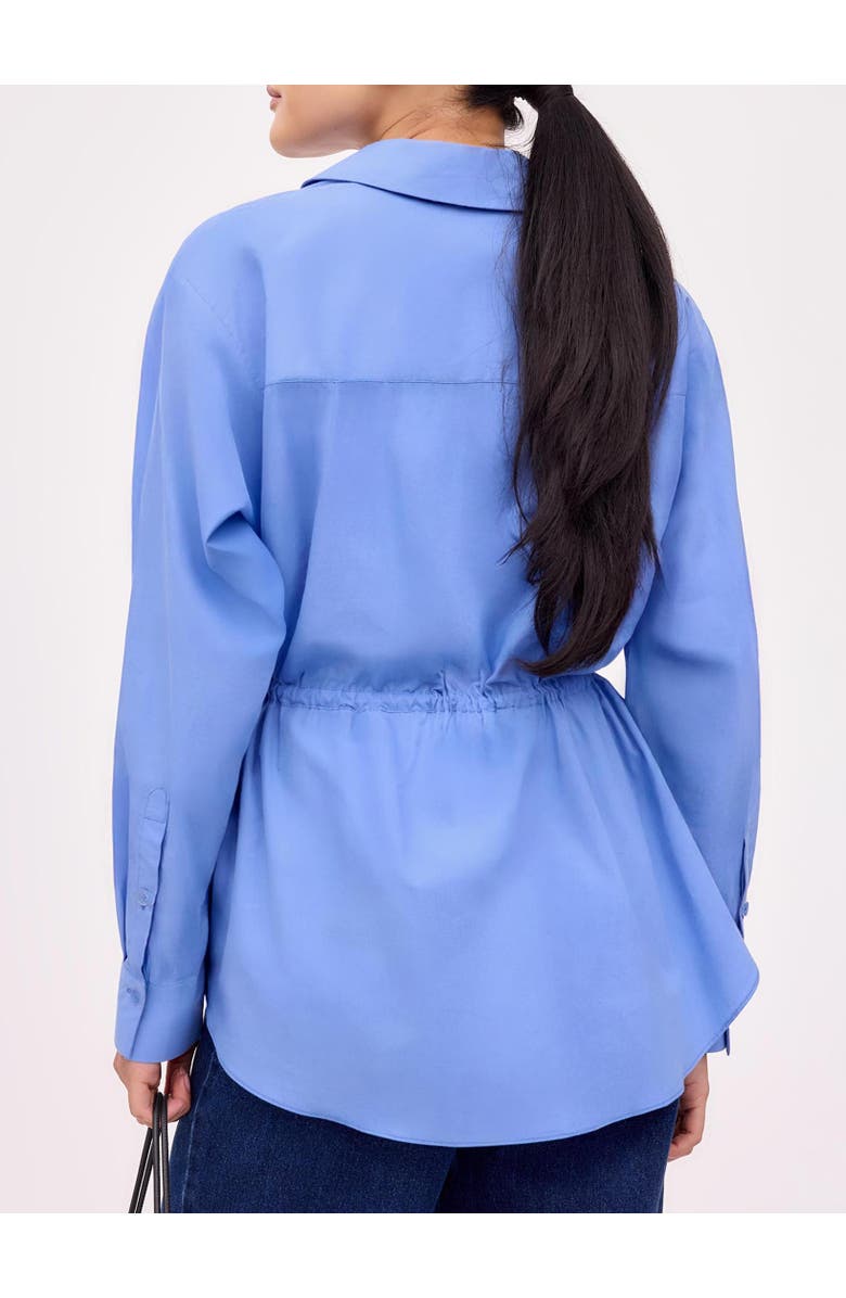 Ro&Zo Stripe Long Sleeve Channel Waist Shirt, Alternate, color, Blue