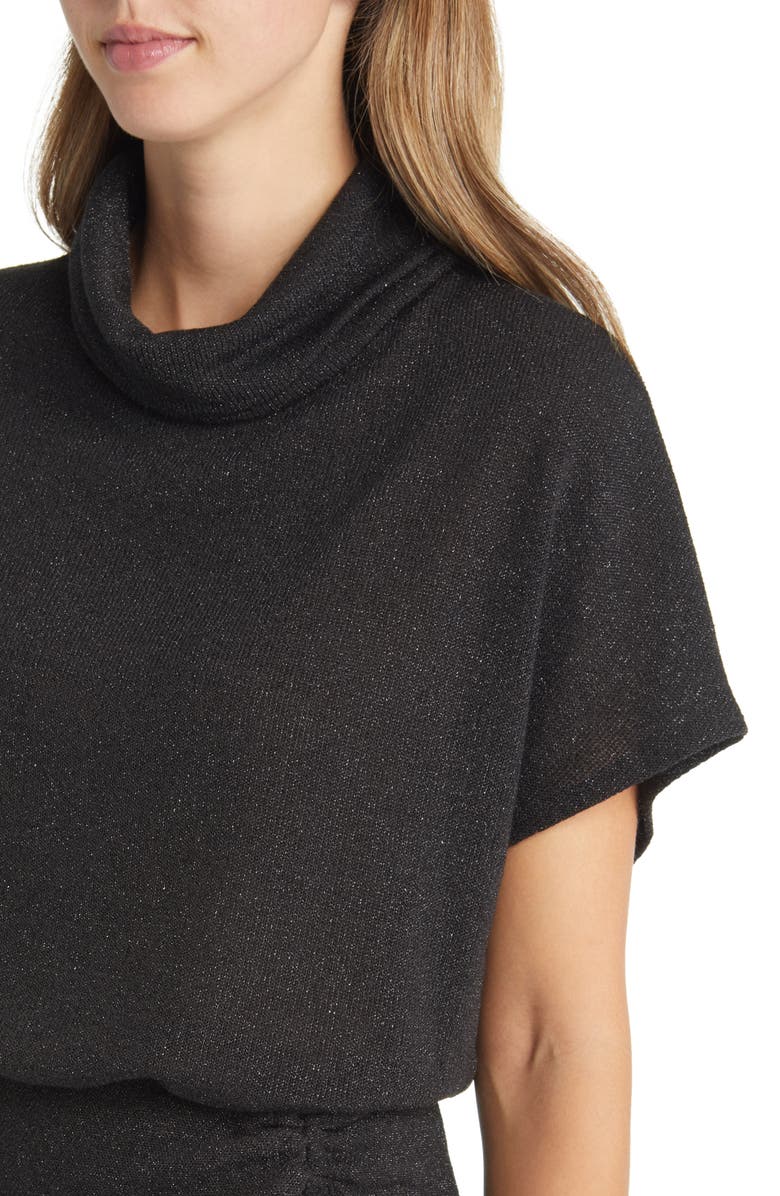 Black Halo Iliana Ruched Skirt Cowl Neck Midi Dress, Alternate, color, 