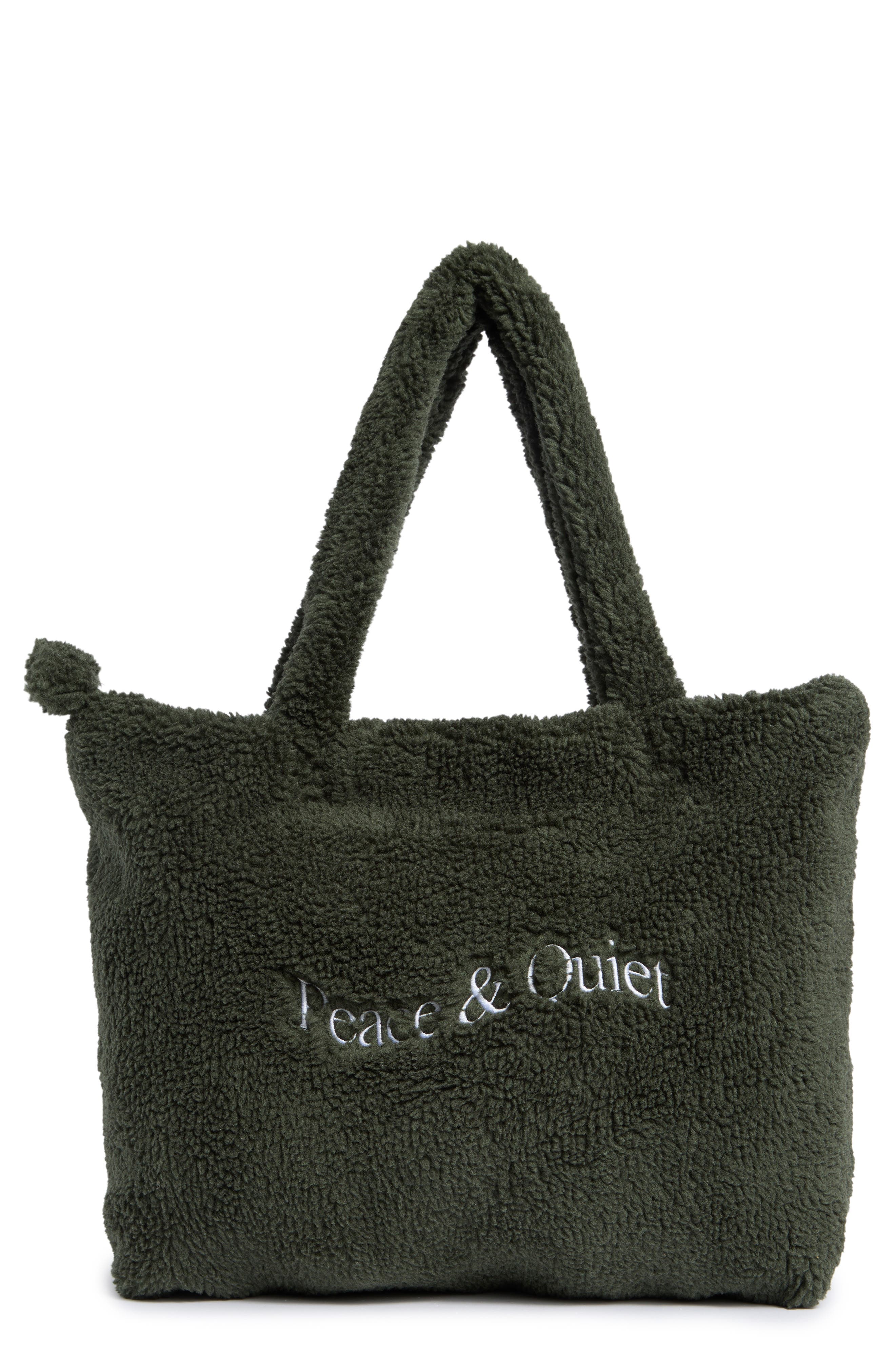 Museum of Peace 
Quiet Wordmark Faux Shearling Tote Bag, Main, color, 