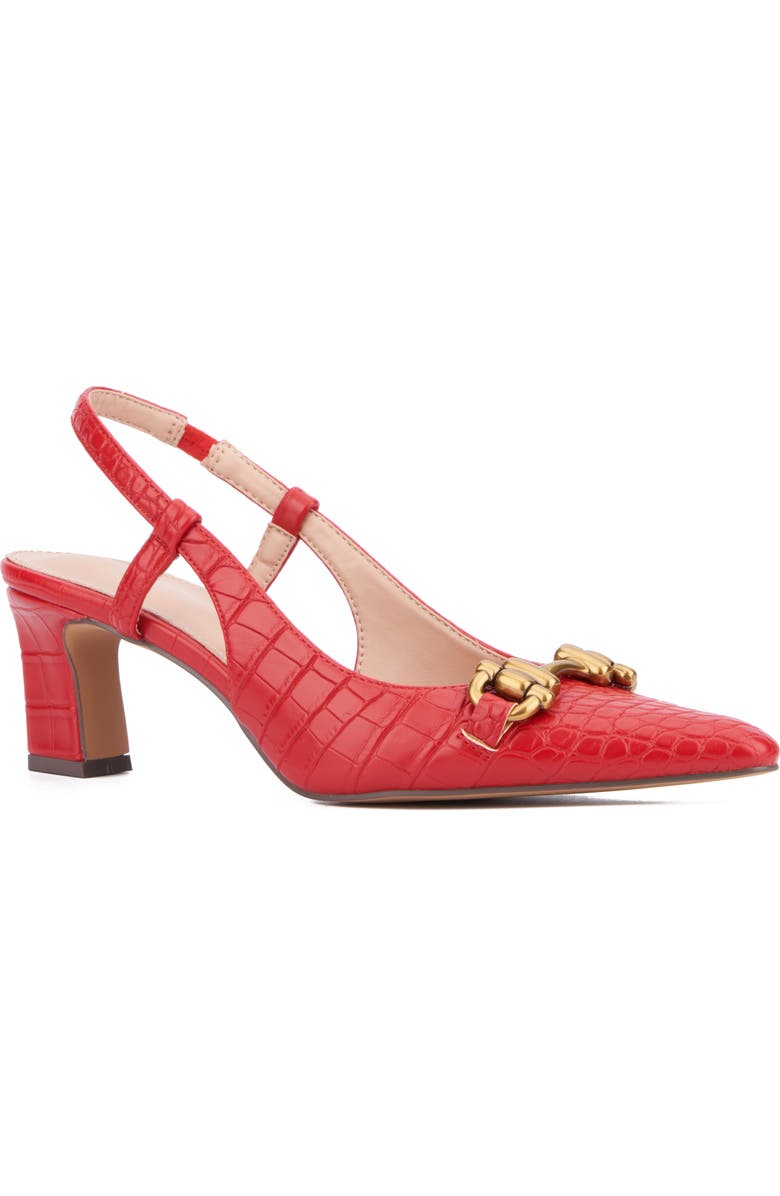 NEW YORK AND COMPANY Ilona Horsebit Slingback Pump, Main, color, Red Croc