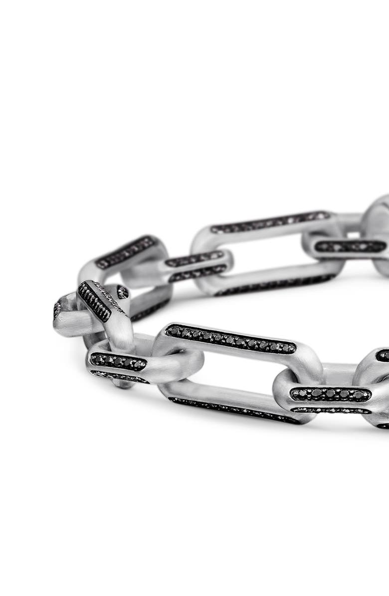 David Yurman Men's Elongated Open Link Chain Bracelet with Pavé Black Diamonds, Alternate, color,