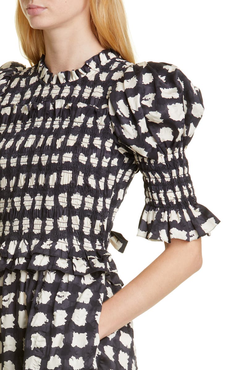 Sea Ginger Gingham Smocked Cotton Dress, Alternate, color, 