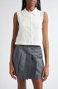 Thom Browne 4-Bar Crop Cotton Polo