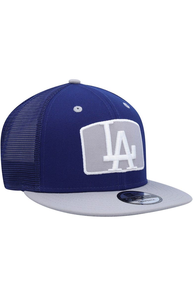 New Era Men's New Era Royal/Gray Los Angeles Dodgers Logo Zoom Trucker 9FIFTY Snapback Hat, Alternate, color, 