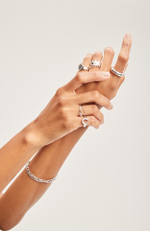 Adina Reyter Baguette Diamond Horseshoe Signet Ring In Silver