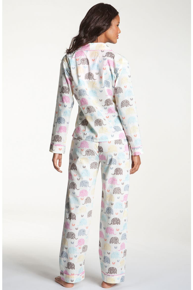 Print Pajamas & Bag, Alternate, color, WHITE ELEPHANTS