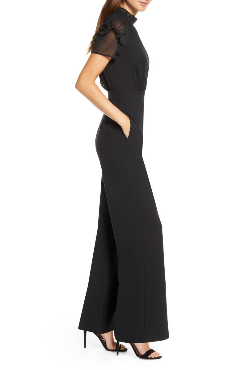Vince Camuto Chiffon & Crepe Jumpsuit, Alternate, color,