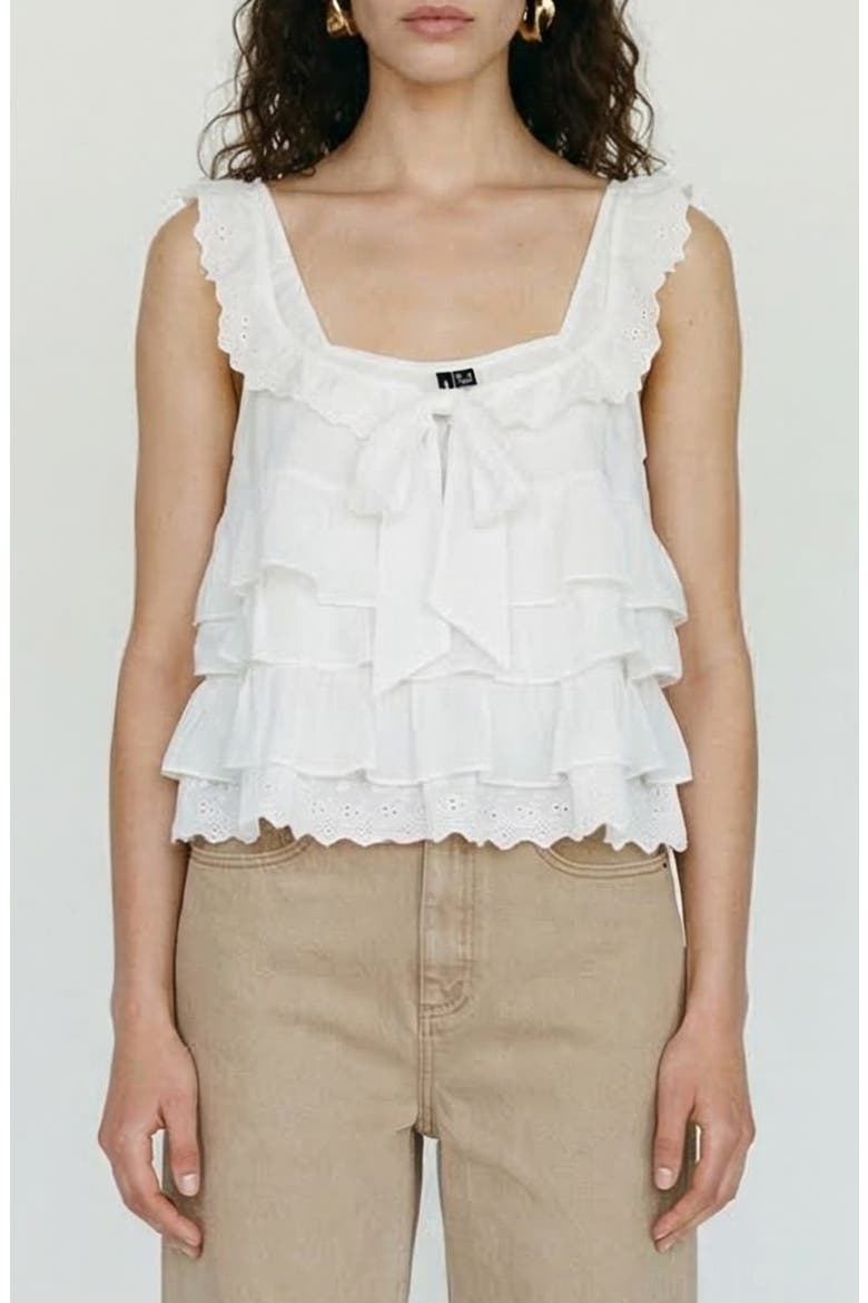 Sandy Sleeveless Layered Top, Main, color, SNOW WHITE