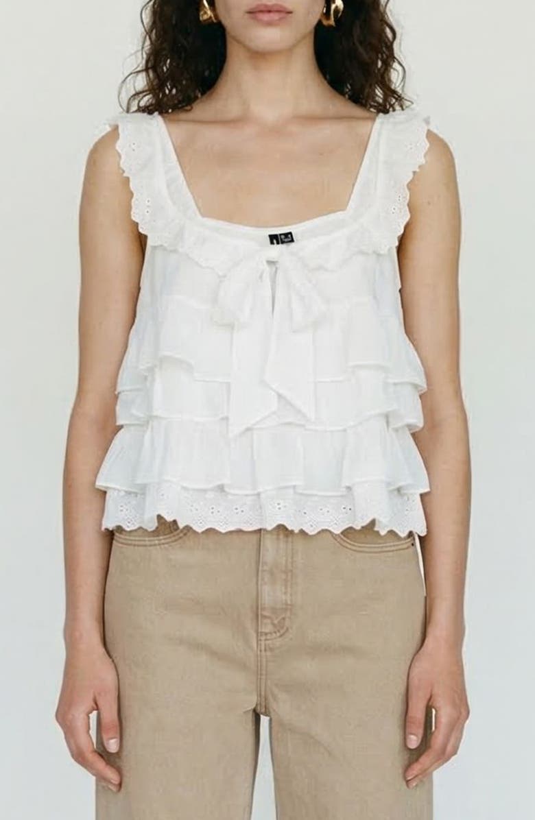 VERO MODA Sandy Sleeveless Layered Top, Main, color, Snow White