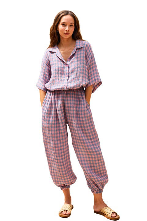Vanessa Linen Gingham Balloon Pants