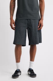 Obey Plaid Baggy Denim Shorts