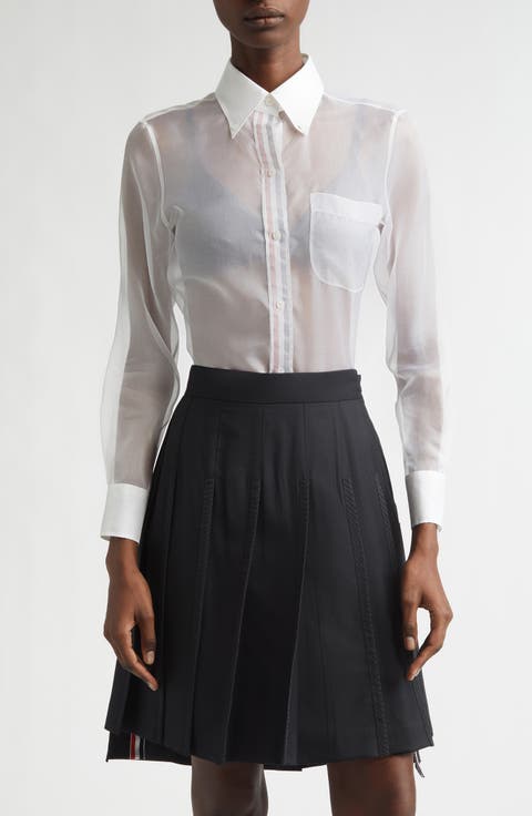 Silk Organza Button-Up Shirt