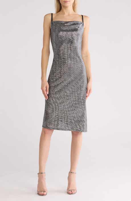 Metallic Pleated Midi Slipdress