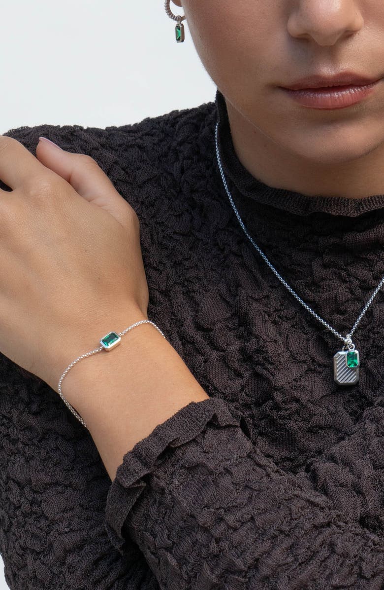 Dower & Hall Green Garnet Octagon Chain Bracelet, Alternate, color, Sterling Silver