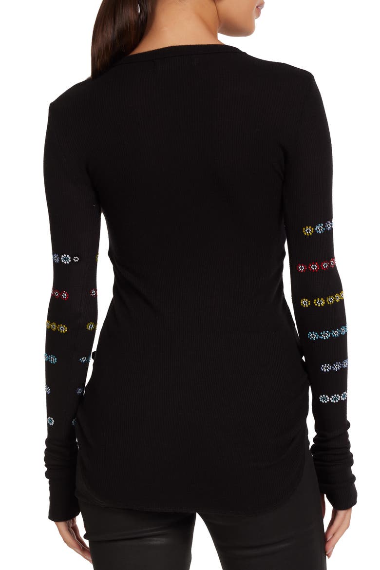 McKinley Crystal Evil Eye Stripe Top, Alternate, color, Black
