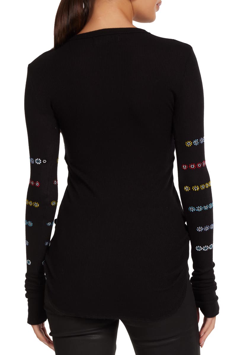 Lauren Moshi McKinley Crystal Evil Eye Stripe Top, Alternate, color, Black