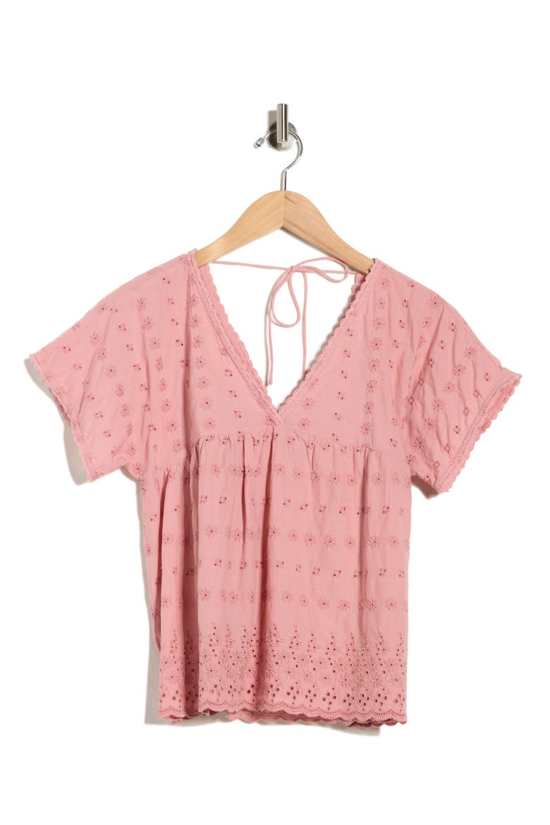 Eyelet Babydoll Top, Alternate, color, ROSE