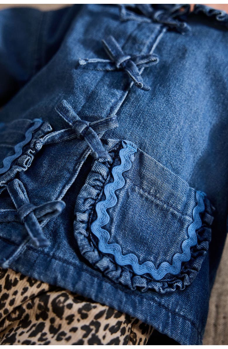 NEXT Rib Bodysuit, Denim Jacket & Leggings Set, Alternate, color, Blue