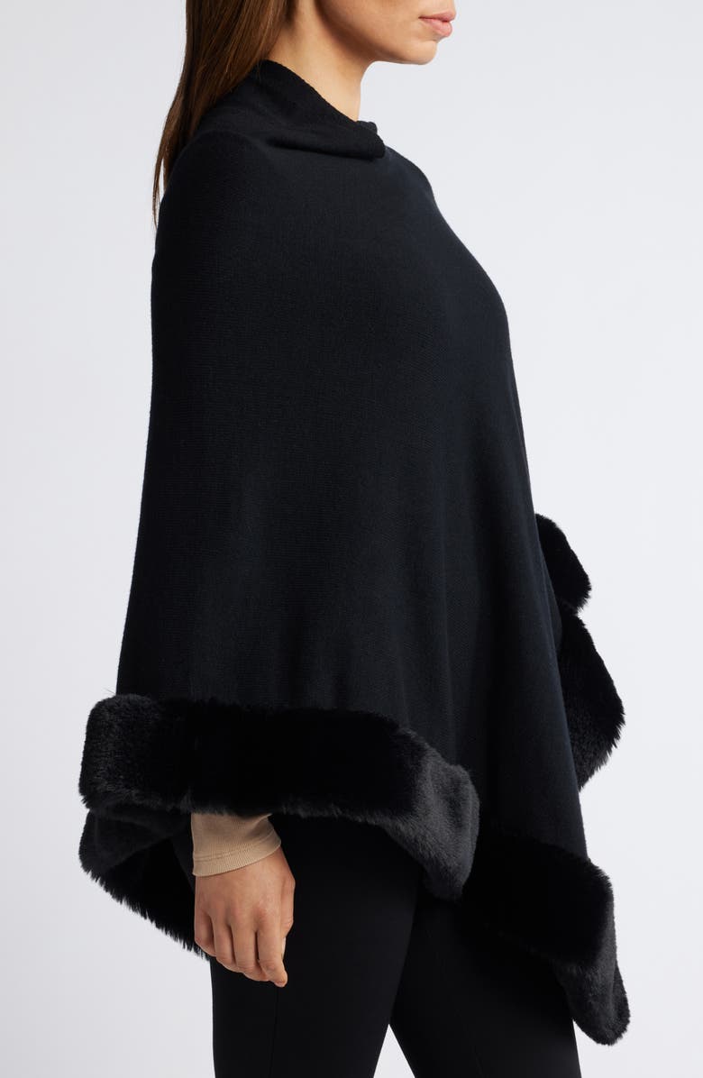 Anne Klein Faux Fur Trim Poncho, Alternate, color, 