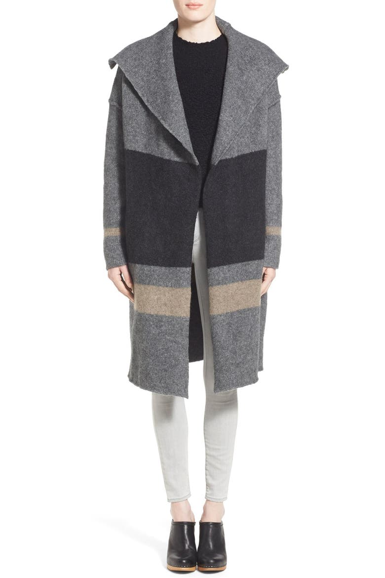 Stripe Blanket Coat, Main, color, FLANNEL/ CHARCOAL