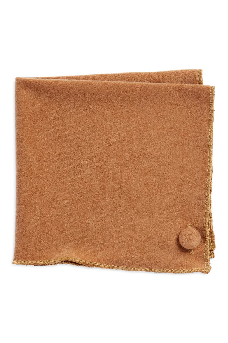 Solid Sueded Cotton Pocket Square, Main, color, TAN