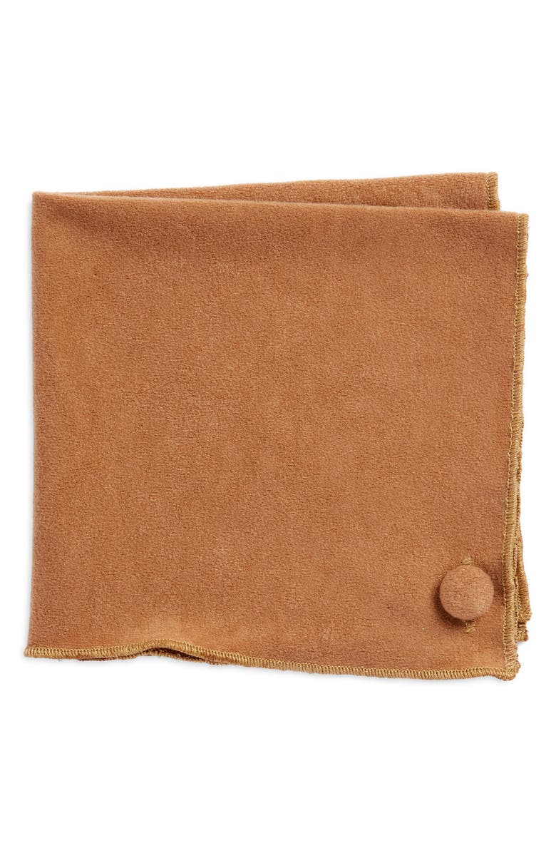 CLIFTON WILSON Solid Sueded Cotton Pocket Square, Main, color, Tan