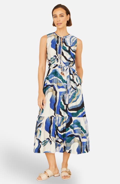 Swirl Print Midi Dress