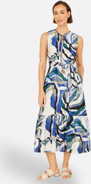 Yumi Swirl Print Midi Dress