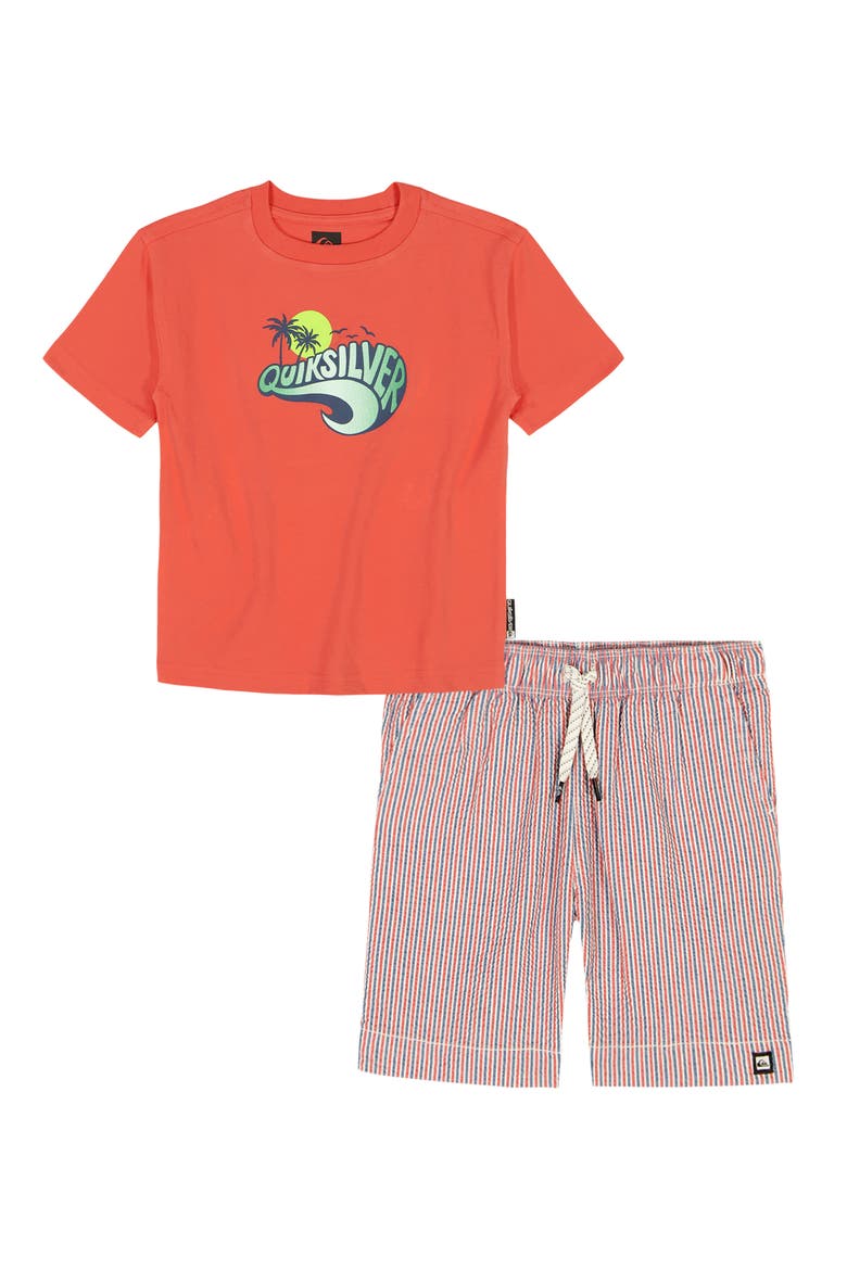 Logo Graphic T-Shirt & Stripe Shorts Set, Main, color, PREPACK ASSORTED