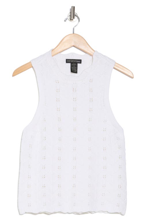 Design History Sleeveless Pointelle Sweater In White