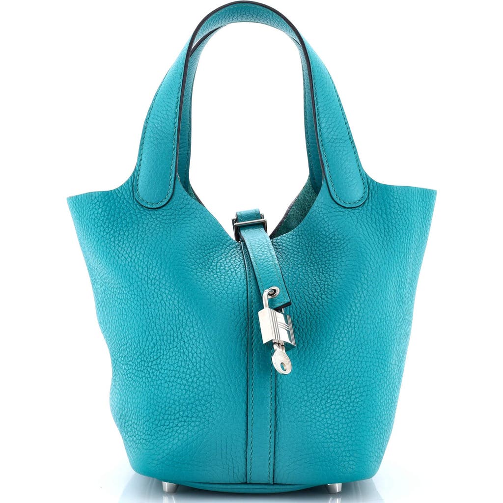 Pre-owned Hermes Hermes Picotin Lock Bag Clemence Pm In Blue