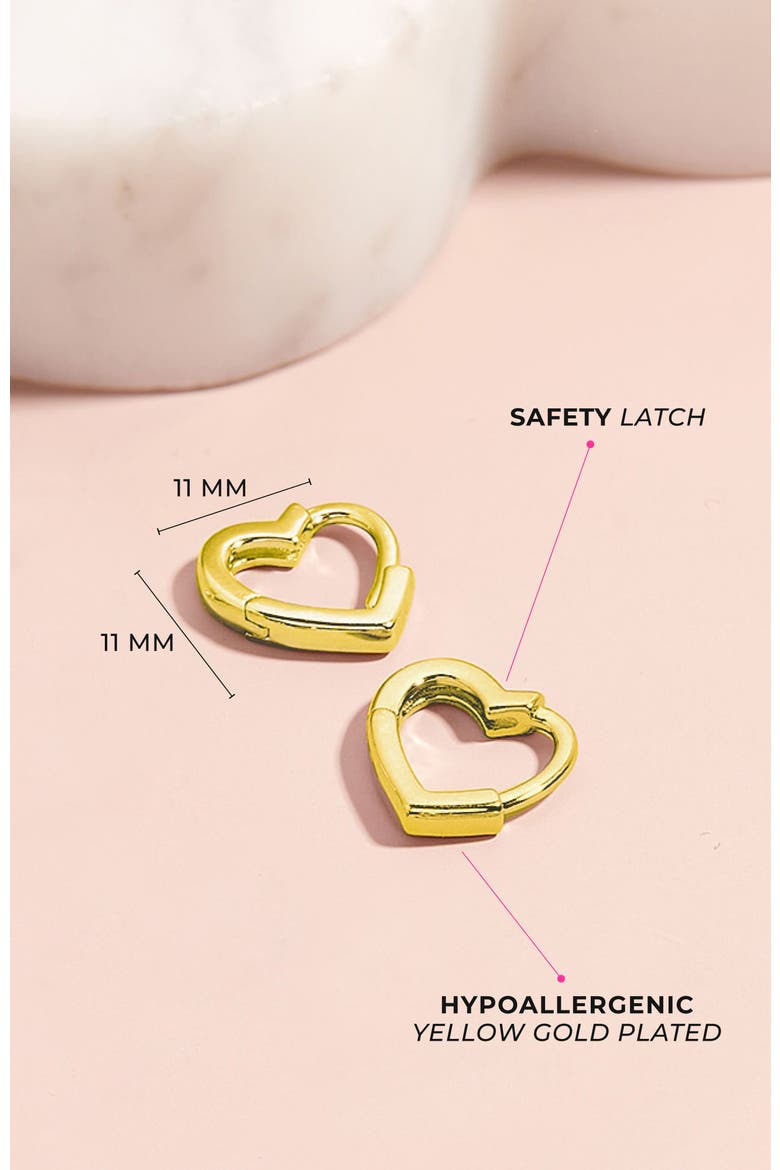 Heart Shaped Hoop Plated Earrings, Alternate, color, Gold