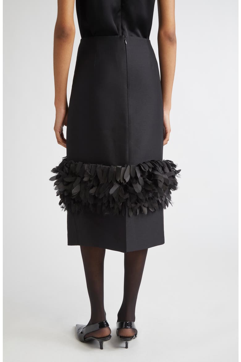 Petal Wool & Silk Midi Skirt, Alternate, color, BLACK